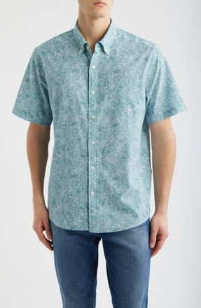 Reyn Spooner Mala Melia Short Sleeve Button-Down Sport Shirt in Green at Nordstrom, Size X-Large