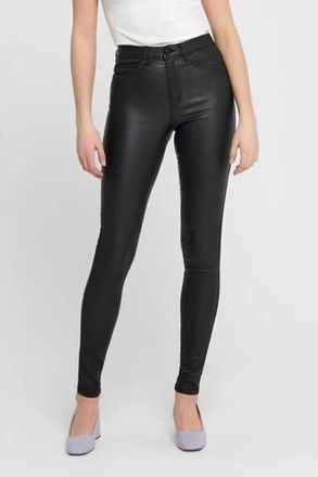 Only coated high waist skinny broek ONLROYAL zwart