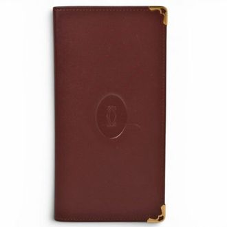 Cartier Must Bordeaux Leather Long Wallet (Bi-Fold) (Pre-Owned)