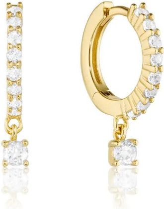 Lily & Roo Gold Diamond Style Square Drop Earrings