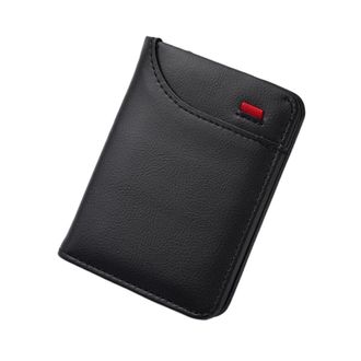 Generic New Ultra-thin Mini Soft PU Leather Credit Card Wallet Holder for Men - Short Vertical Design(Black b)