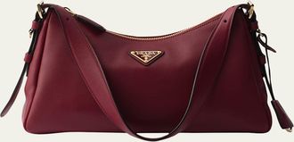 Prada Medium Aimee Zip Leather Shoulder Bag
