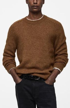 Mango Wool & Cotton Blend Sweater in Medium Brown at Nordstrom Rack