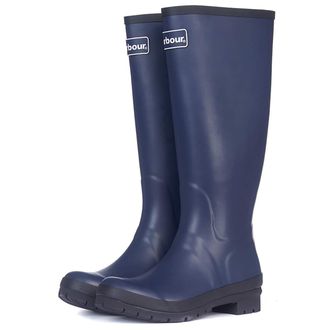 Barbour Womens Abbey Tall Rubber Rain Walking Fashion Back Logo Wellingtons - Navy - 5