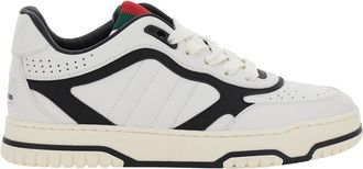 Gucci reweb Black And White Low Top Sneakers With Web Detail On The Tongue And Logo Patch On The Rear In Leather And Fabric Woman