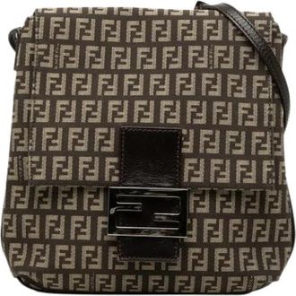 Fendi Pre-owned Canvas Crossbody Bag - Dames - Vintage Schoudertas - Bruin - ONE Size - Leer - Vintage