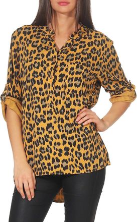 Malito more than fashion malito Blouse with Animal Print Safari 3/4 Tunic Top T-shirt Loose Longsleeve Slim Fit Skinny Straight Oversized 6702 Women One Size (yellow)