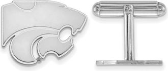 Diamond2Deal Sterling Silver Rhodium-plated Kansas State University Wildcat Cuff Links