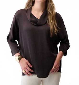 Joseph Ribkoff Recycled Satin Boxy Tunic Top In Mocha