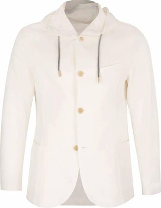 Eleventy Mens Hooded Jacket In White