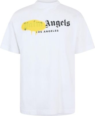 Palm Angels Mens La Tee in White Yellow - Size X-Small