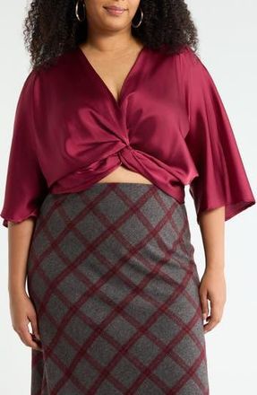Renee C Satin Front Twist Top in Burgundy at Nordstrom Rack, Size 2 X