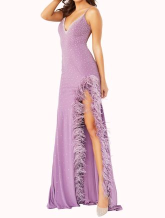 Jovani Embellished Low Back Party Dress In Lilac