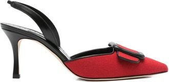 Manolo Blahnik 70 mm leren pumps met hak - Rood