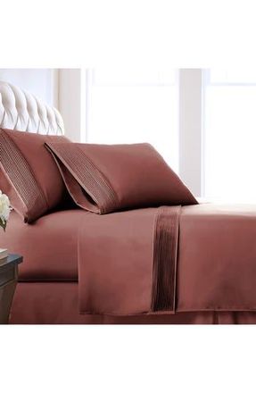 Southshore Fine Linens Premium Collection Pleated Extra Deep Pocket Sheet Set in Marsala at Nordstrom Rack, Size California King