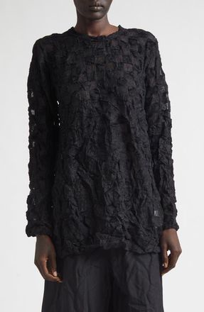 Comme Des Gar&ccedil;ons Raschel Knit Crushed Ruffle Top in Black at Nordstrom, Size X-Small