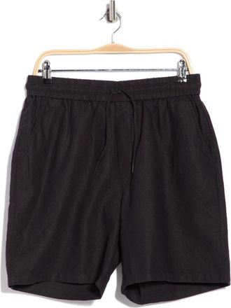 Les Deux Otto Linen & Cotton Shorts in Black/Black at Nordstrom Rack, Size X-Large