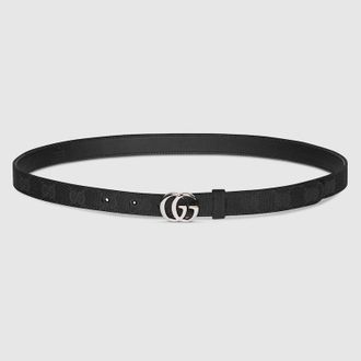 Gucci GG Marmont Thin Belt, Black, GG Canvas