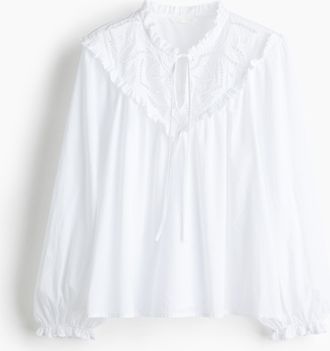 H&M Bluse mit Broderie Anglaise - White