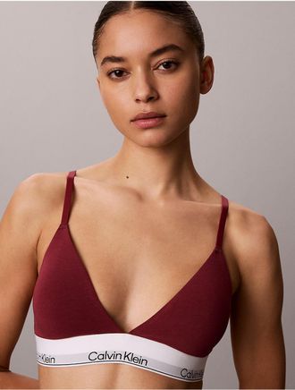 Calvin Klein Womens Icon Cotton Modal Lightly Lined Triangle Bralette - Red - XXS