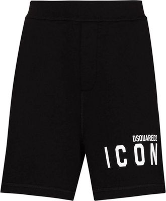 Dsquared2 Mens Icon Logo-Print Shorts Black Cotton - Size X-Large
