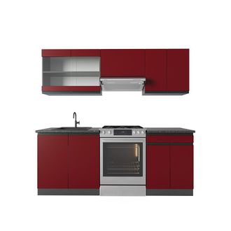 Vicco Mueble De Cocina R-line, Rojo/antracita, 200 Cm, Et Antracita