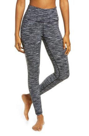 Zella Live In Space Dye High Waist Leggings in Black Stone Spacedye at Nordstrom, Size Large