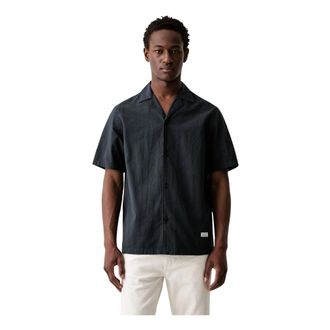 Marc O'Polo Overhemden, Heren, Zwart, S, Katoen, Hawa&iuml;kraag Shirt met Korte Mouwen