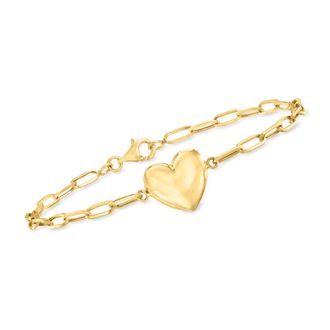 Canaria Canaria 10kt Yellow Gold Heart Paper Clip Link Bracelet