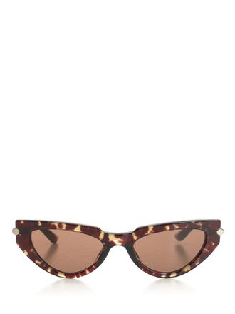 Alexander McQueen Cat-Eye T-Bar Icon Sun Glasses Marrone-Donna