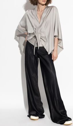 Rick Owens Top With Decorative Tie, Womens, Grey