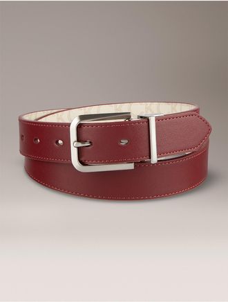 Calvin Klein Womens Reversible Monogram Logo Belt - Red - S