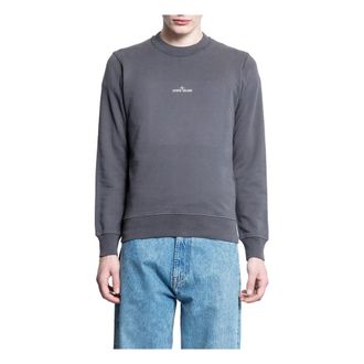 Stone Island Sweatshirts, male, Gray, Size: S Logo Print Crewneck Sweatshirt
