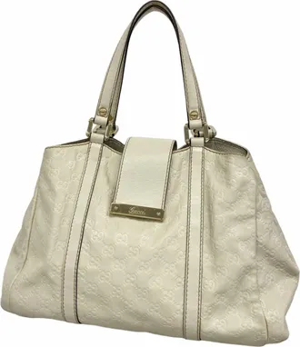 Gucci White Leather Tote Bag (Pre-Owned)