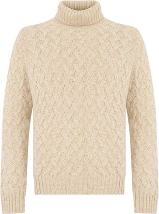 Fedeli Pullover met hoge hals - Heren - Cashmere truien - Beige - L - Kasjmier - Truien & Vesten