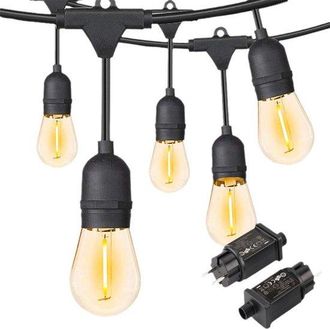 OEM Guirnalda De Luces Led Para Exteriores De 4,8 M (16 Pies), Bombillas S14 Irrompibles Regulables De 1 W, Resistentes Al Agua, Luz Blanca C&aacute;lida