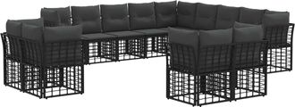 vidaXL Conjunto De Sof&aacute;s De Exterior Negro Y Gris Oscuro Poli&eacute;ster Vidaxl