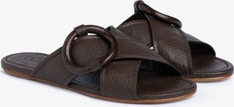 Pedro Garcia Dark brown leather slide flat | Pandita | Fall-winter 26 |