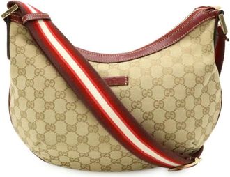 Gucci Pre-owned Cross Body Bags, female, Beige, Size: ONE SIZE Pre-owned Canvas Hobo Bag
