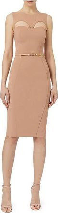 Elisabetta Franchi Tubino Midi Jurk - Dames - Casual kleedjes - Beige - S - Leer - Kleedjes