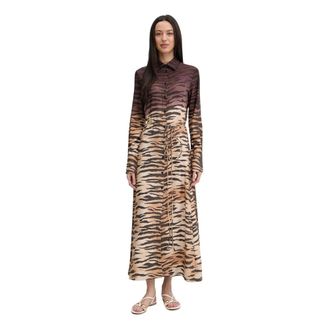 Pinko Pinko - Maxi overhemdjurk met dierenprint - Dames - Jurken - Veelkleurig - Maat: XS Viscose