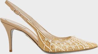 Rene Caovilla 80mm Embellished Net Tulle Pumps