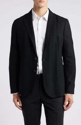 Emporio Armani Textured Black Wool Sport Coat in Solid Black at Nordstrom Rack, Size 40 Us / 50 Eu