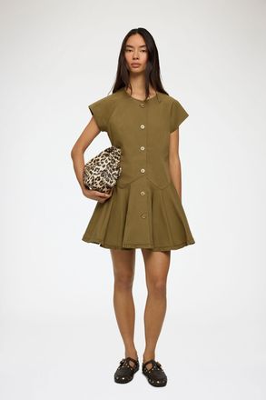 Ganni Green Dress in Cotton - Size 32 Organic