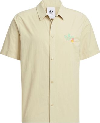 adidas originals Solid Color Cartoon Pattern Casual Short Sleeve Shirt Khaki HM8040
