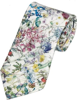 Gianni Feraud LIBERTY PRINT FLORAL TIE AND PLAIN POCKET SQUARE