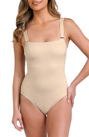 La Blanca Square Neck One-Piece Swimsuit in Sand at Nordstrom, Size 10