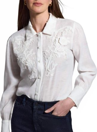 Nic+Zoe Gold Label Embellished Shirt In Milk White