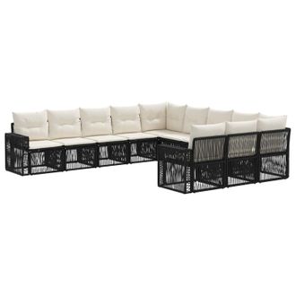 vidaXL Conjunto De Sof&aacute;s De Jard&iacute;n 11 Pcs Negro Y Blanco Crema Vidaxl