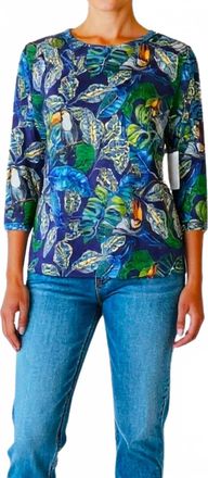 Calypso Tropical Toucan Print Long Sleeve Top In Floral